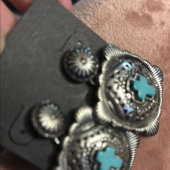 Paparazzi Silver and Blue Earrings with Intricate Designs - Picture 3 of 8